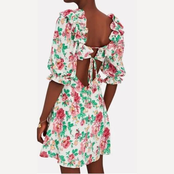 For Love & Lemons XS Imogen Floral Mini Dress | Ruffle Puff Sleeve, $210, NWOT - Picture 5 of 12